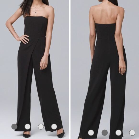 New! White‎ House Black Market Convertible Strapless Split-Leg Jumpsuit, size 4P - Picture 1 of 14